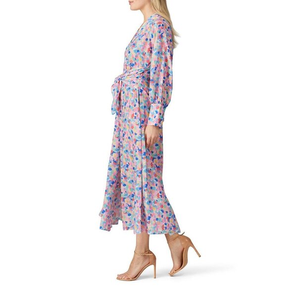 Paloma Blue Bronte Rainbow Printed Crepe Midi Dress Women's Size Small S - Picture 2 of 12